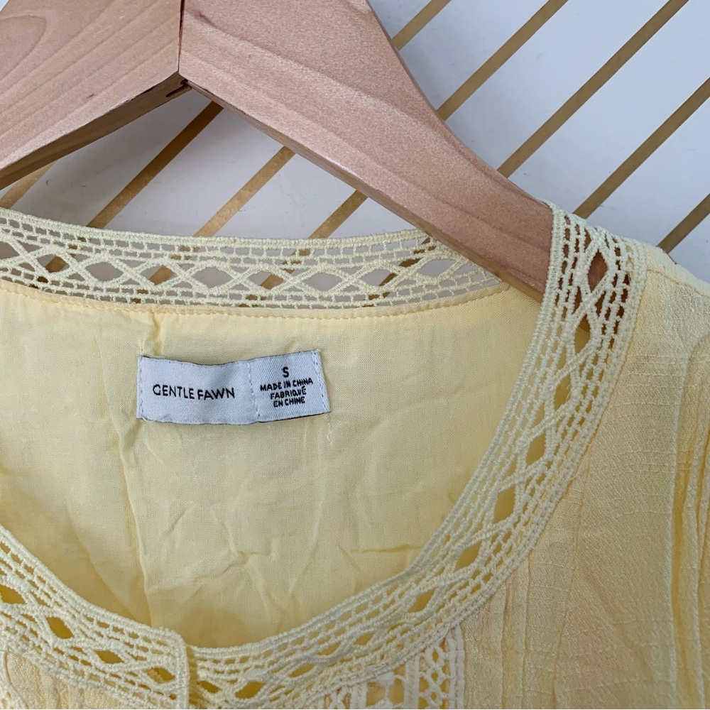 Gentle Fawn boho bohemian embroidered A line Sleevless Dress butter yellow S - Picture 5 of 10